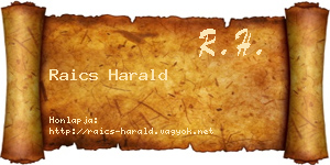 Raics Harald névjegykártya